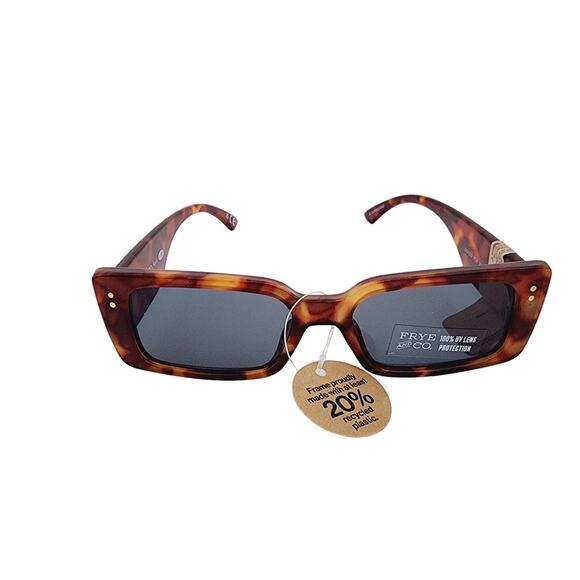 Frye Brown Tortoise Shell Print Brown Retro Rounded Rectangle Sunglasses 100% UV main image 4